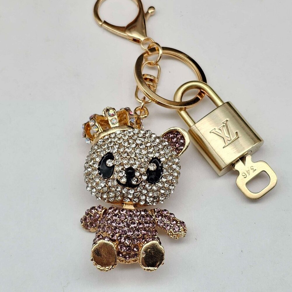 Louis Vuitton Gold Lock 🔑 Authentic LV Padlock + Unbranded Panda Bag Charm - Picture 3 of 7